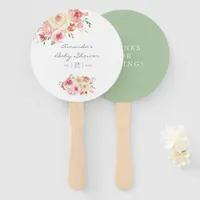 Blush and Sage Green Floral Baby Shower Hand Fan