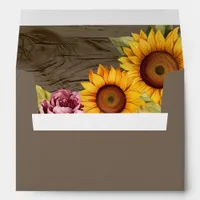 Rustic Sunflower Barn Wood Wedding Envelope Liner