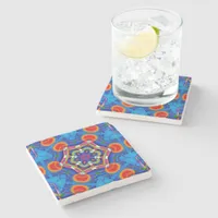 Multicolored oil painting kaleidoscope stone coaster