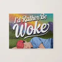 Sleeping Person Rather Be Woke Mountain Rainbow Jigsaw Puzzle