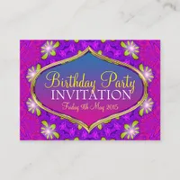 Sweet Pink+Purple Floral Mini Invitations