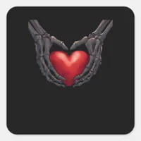 Skeleton Hand Heart Square Sticker