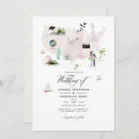 Watercolor Florida USA Destination Wedding Photo Invitation