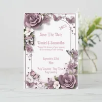 Elegant Mauve Frame Template Wedding Invitation