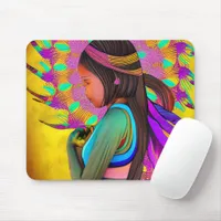 Native American Little Girl AI Art Mouse Pad