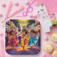 Feliz Carnaval de Rio Colorful Dancers Celebration Paper Plates
