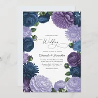Deep Marine, Slate Orchid & Cloud Lilac Wedding Invitation