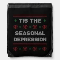 Tis Seasonal Depression Meme Quote Drawstring Bag