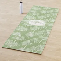 Hawaiian Palm Tree Silhouette Pattern Green ID1093 Yoga Mat