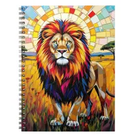 Vibrant Colorful Lion Mosaic Notebook