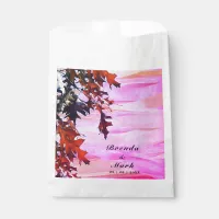 Autumn Leaves Orange Pink Swirl Wedding Party Favor Bag