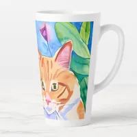 Cats are My Tribe | Orange Cat and Flowers Latte Mug