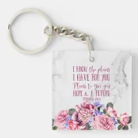 Christian Bible Verse Vintage Floral Marble Keychain