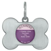 Pretty Minimalist Color Block Pink Purple Dog Cat Pet ID Tag