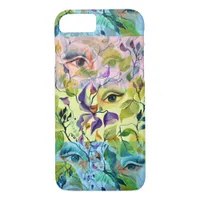 Handpainted Elegant Feminine Eyes Colorful Leaves  iPhone 8/7 Case