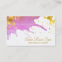 *~* Bold Glam Abstract Pink Watercolor Gold Luxe Business Card