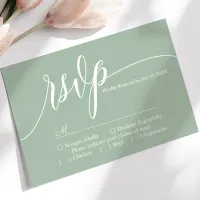 Dusty Mint Simple Script Wedding RSVP Card