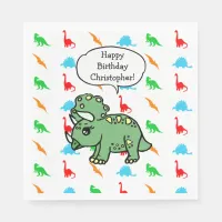 Personalized Dinosaur Themed Birthday Party Napkins