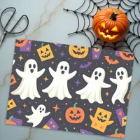 Vibrant Friendly Ghosts & Happy Pumpkins Halloween Tissue Paper