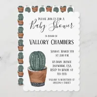 Potted Succulent Cactus Baby Shower Invitation