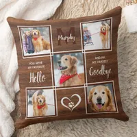 Rustic Wood Pet Memorial Keepsake Photo Collage Throw Pillow
