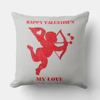 Minimalist Happy Valentine's My Love on grey | Throw Pillow