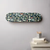 Woodland Mushrooms Pattern Rustic Skateboard