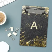 Gold Black Glittery Sparkly Stylish Modern Glam Mini Clipboard