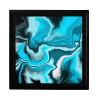 Blue, Black and White Marble Fluid Art    Gift Box