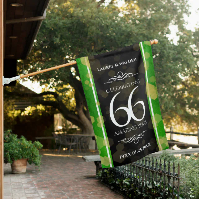 Elegant 66th Titanite Wedding Anniversary House Flag