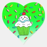 Chocolats Cupcake with Candy Sprinkles Heart Sticker