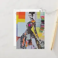 Fashion lady junk journal Collage Postcard