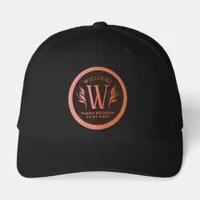 Elegant Leaf Surname Initial Family Reunion Leather Patch Hat