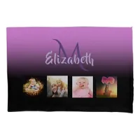 Purple photo collage monogram pillowcase