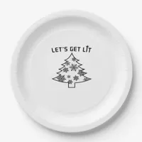 Let's Get Lit Christmas Tree Holiday Lights Essent Paper Plates