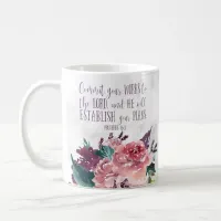 Bible Verse Typography on Marble Floral Coffee Mug