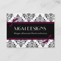 fuchsia pink damask Business Cards