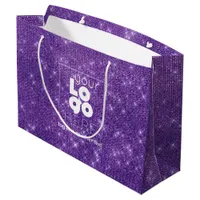 Custom Logo Purple Sparkle XL Paper Shopping Bag