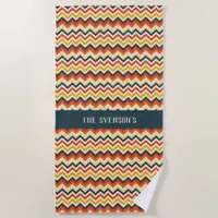 Customizable Chevron Pattern with Retro Color Pale Beach Towel