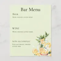Bar menu sage green lemonade flyer