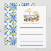Amalfi Coast Lemon Italian Summer Bride to Be Advice Card