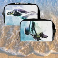 Cute Penguin Black and White Watercolor Travel Dopp Kit