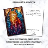 Stained Glass Cat Animal Rescue Organization  Thank You Card