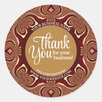 Business Thank You Warm Chocolate & Gold Earth Classic Round Sticker