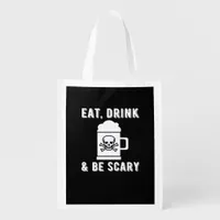 Eat Drink And Be Scary Halloween Beer Vintage Grocery Bag