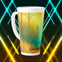 Boho Soul Unveiled Green and Yellow monogram | Latte Mug