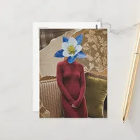 Gorgeous Woman With Flower Head Collage Postcard