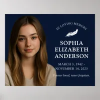 Modern Memorial Photo Remembrance Tribute Navy Poster