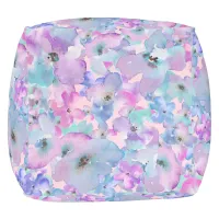 *~* Pastel Floral Pattern Blue Pink FLowers Pouf