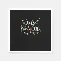 Let's Get Lit - Funny Xmas Holidays Christmas Napkins
